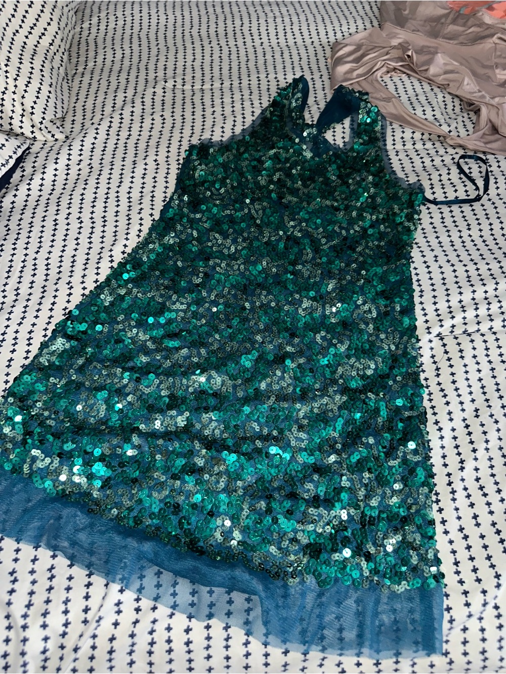 Wildcat Teal Sequin top